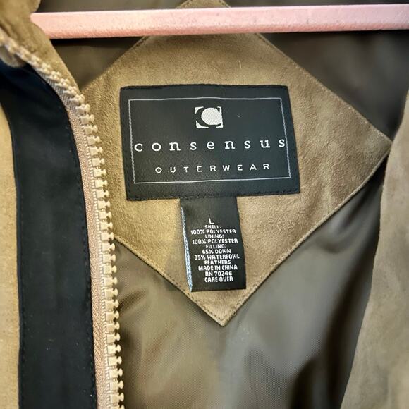 Vintage  Consensus Outerwear Brown Tan Bomber Jacket Size Large L Lg - Picture 3 of 8